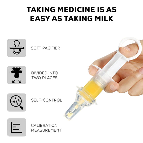 Baybee Silicone Baby Medicine Dispenser, BPA Free Medicine Dropper with Protective Case 20ML - White Baybee