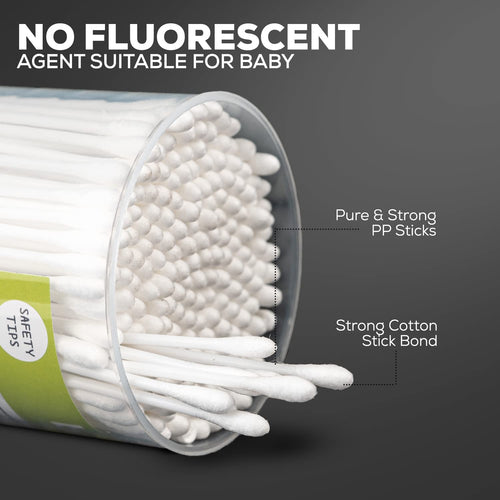 Baybee 600 Pcs Baby Cotton Swab Ear Buds Cleaner, Safe & Hygienic for Babies - Pack of 3 BAYBEE