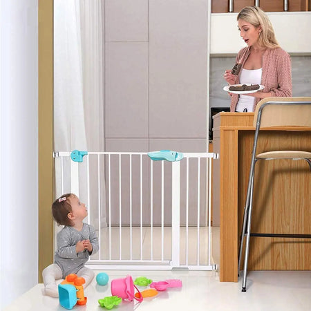 Baybee Auto Close Baby Safety Gate with Easy Walk-Thru Child Gate for House, Stairs, Doorways (Green 75 - 85+10Cm) BAYBEE