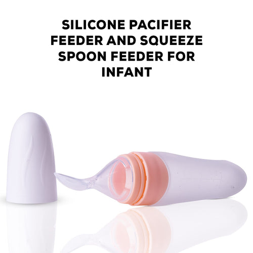 Baybee Infant Silicone Food Feeder, Anti-Colic & BPA Free Squeeze Feeder Bottle with Spoon for Semi-Solid Food for Infants Baybee India