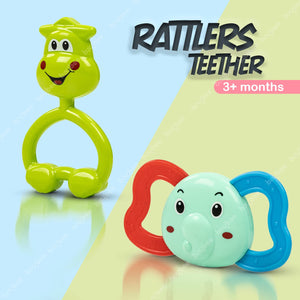 Baybee 5 Pcs Non-Toxic Baby Rattles Teether Set for Babies with Smooth Edges