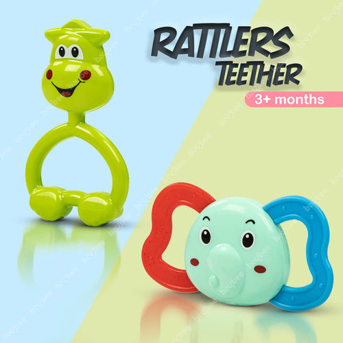 Baybee 5 Pcs Non-Toxic Baby Rattles Teether Set for Babies with Smooth Edges BAYBEE