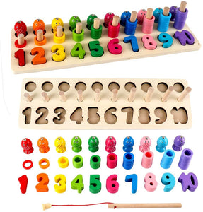 Baybee Wooden Digital Fish Catching Board Games Number Matching Puzzle for Kids with Magnetic Fish Toys