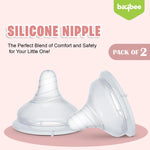 Baybee Wide Neck Baby Bottle Silicone Nipple Natural Flow Rate Feeding (Large) BAYBEE