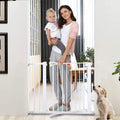 Baybee Auto Close Baby Safety Gate with Easy Walk-Thru Child Gate for House, Stairs, Doorways (White 75-85Cm) BAYBEE