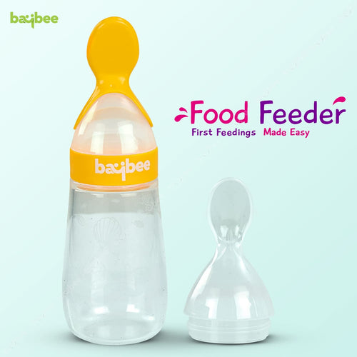 Baybee Silicone Food Squeeze Feeder Anti-Colic & BPA Free with Spoon for Infants Baybee India