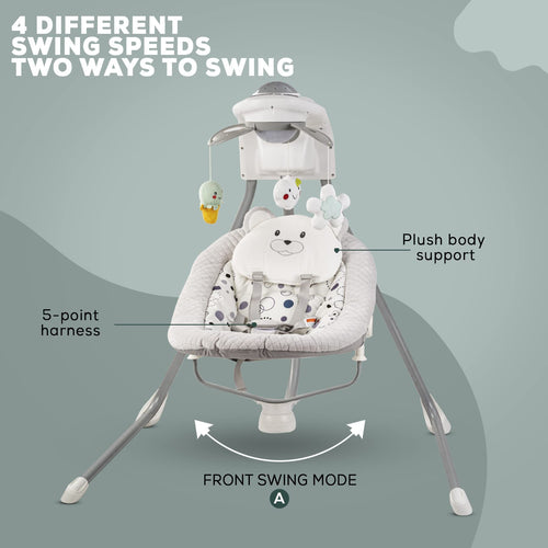 Baybee Strola Automatic Electric Baby Swing Cradle with Adjustable Swing Speed, Soothing Vibrations, Music & Safety Belt BAYBEE