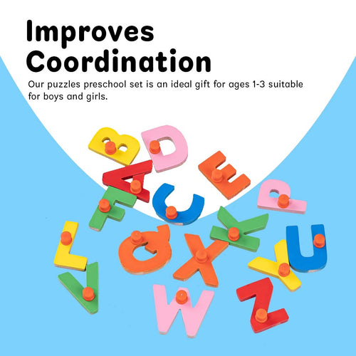 Baybee ABCD Wooden Alphabets Puzzle Games for Toys with Picture for Kids Learning BAYBEE