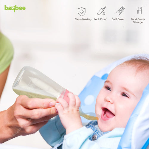 Baybee Silicone Food Squeeze Feeder Anti-Colic & BPA Free with Spoon for Infants Baybee India