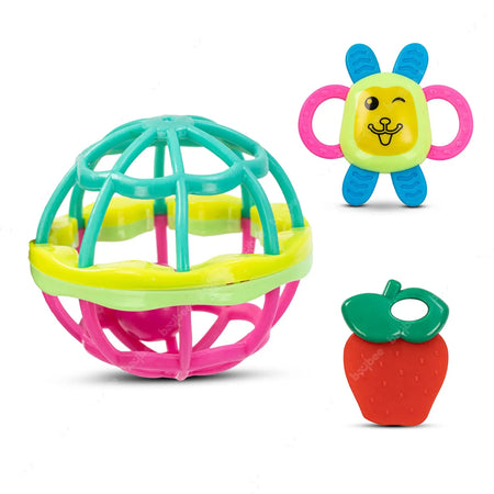 Baybee Pack of 3 Rattles Set for Babies 0-6 Months, Non-Toxic 3 Attractive Rattle Set, Newborn Baby Gift Products BAYBEE