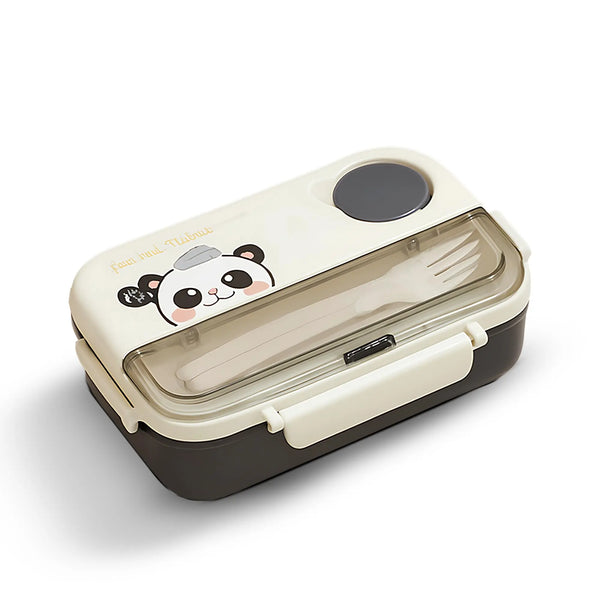 Baybee Panda Tiffin Box Stainless Steel Lunch Box with 3 Compartments with Spoon & Fork (900ml)
