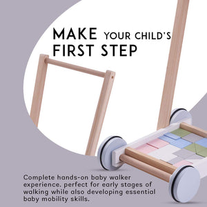 Baybee 2 in 1 Wooden Baby Learning Toy Cart for Kids, Wooden Cart Cum Walker for Kids