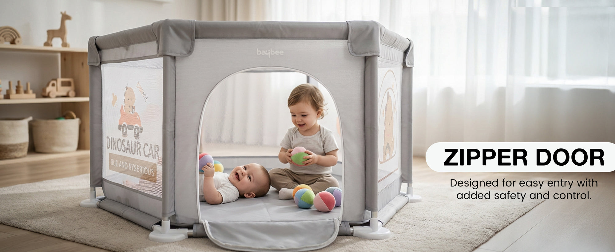 Baybee Neo Kids Playpen for Babies Baby Activity Playards with Zipper Lock — slide 1
