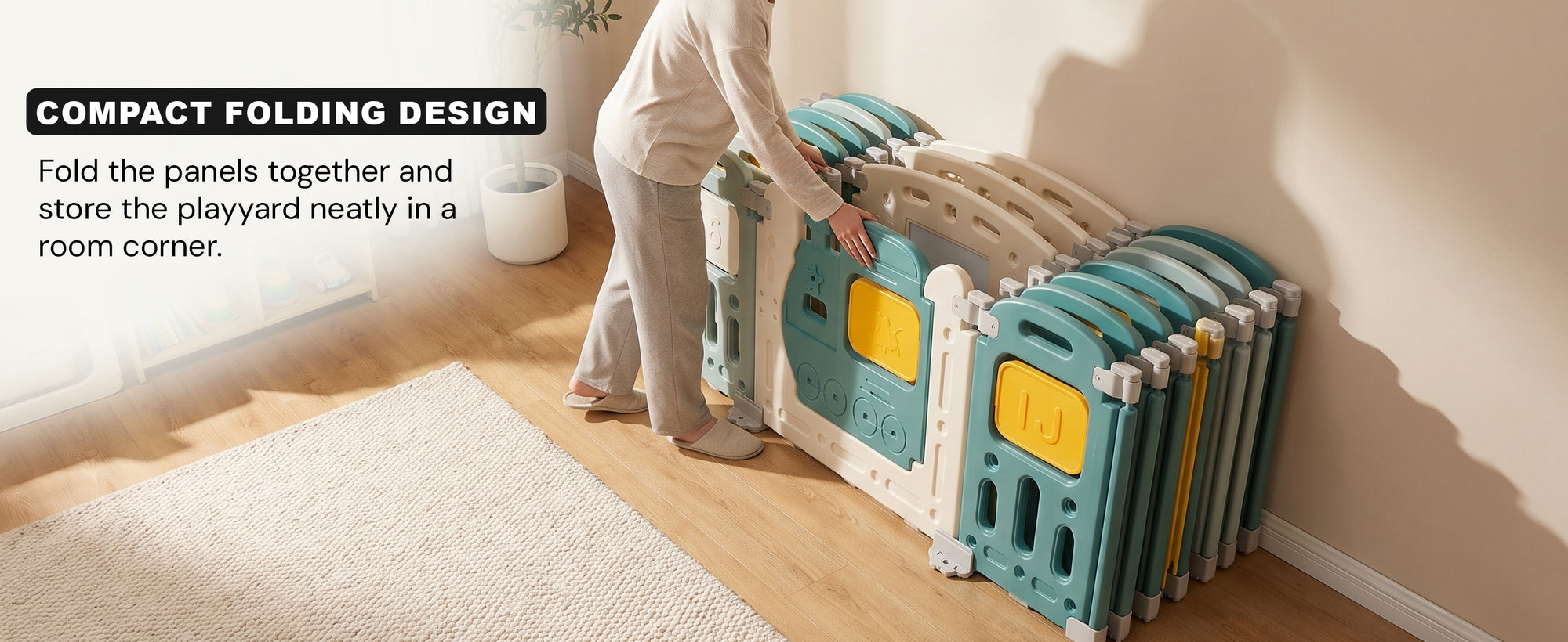 Baybee Train Kids Playpen for Babies (16 Panels) Foldable Baby Play Area Indoor Setup with Safety Lock — slide 3