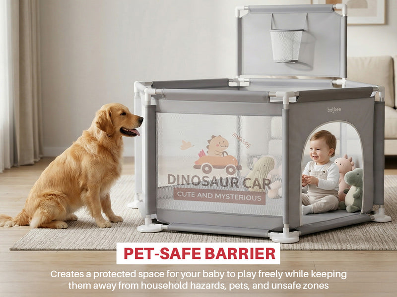Baybee Neo Plus Kids Playpen for Babies Baby Activity Playards with Basket Ball Hoop — slide 1
