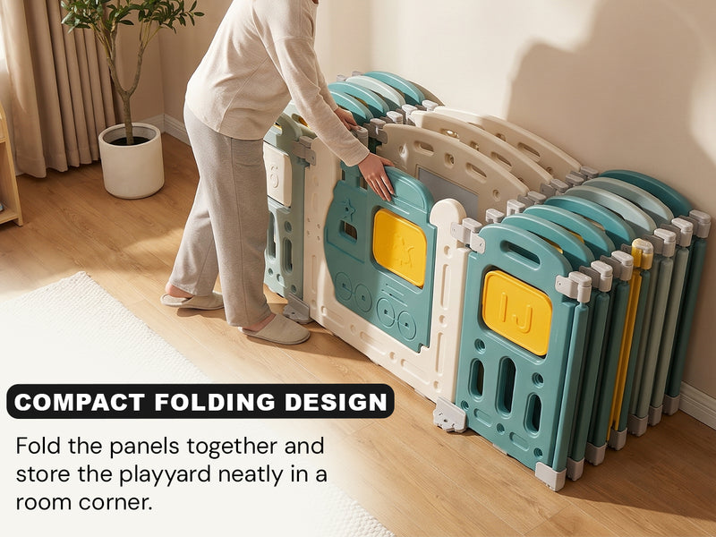 Baybee Train Kids Playpen for Babies (16 Panels) Foldable Baby Play Area Indoor Setup with Safety Lock — slide 3