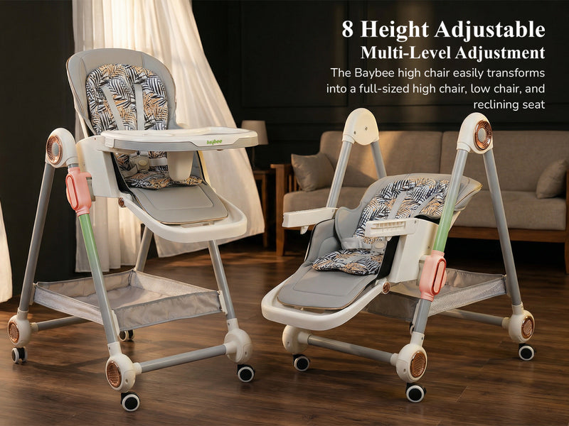 Baybee 3-in-1 Baby High Chair with Removable Double Food Tray, Reclining Seat — slide 2