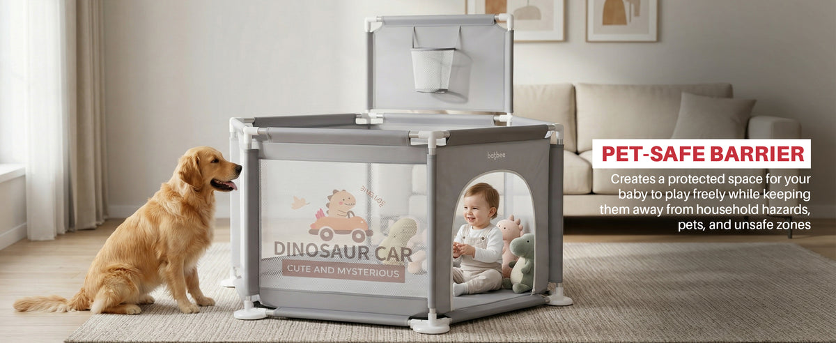 Baybee Neo Plus Kids Playpen for Babies Baby Activity Playards with Basket Ball Hoop — slide 1