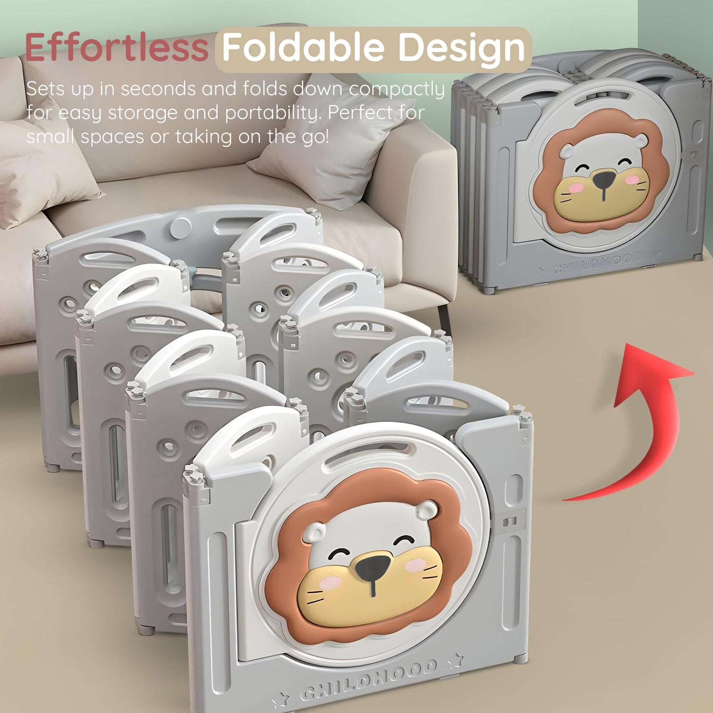 Baybee Lion Kids Playpen for Babies Foldable Baby Play Area Indoor Setup (20 Panels) BAYBEE