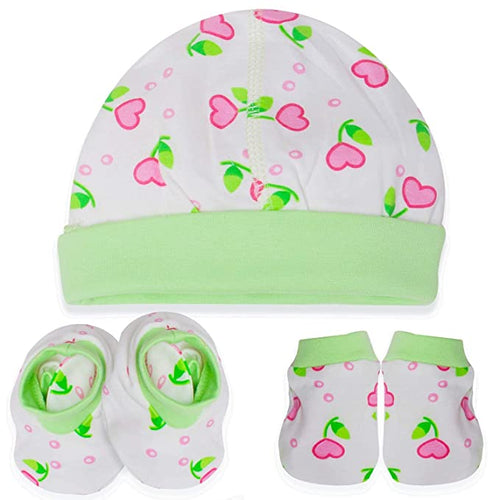 BAYBEE Pack of 3 Cotton Baby Mittens, Booties & Cap Set for New Born Baby BAYBEE