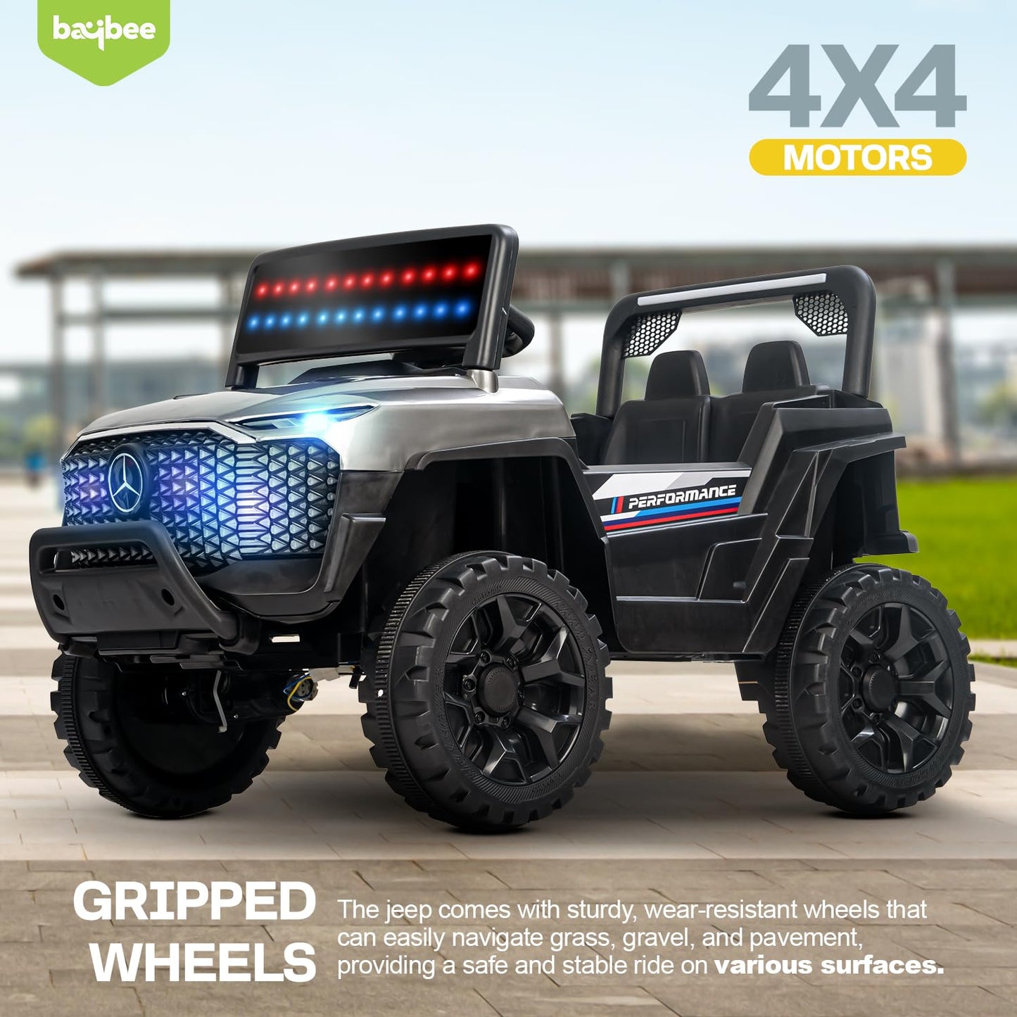 Baybee Rovera 4×4 Battery Operated Jeep for Kids, Ride on Toy Kids Car with RGB Windshield Light & Music | Baby Big Battery Car Toys for Kids | Electric Jeep Car for Kids to Drive 2 to 6 Years