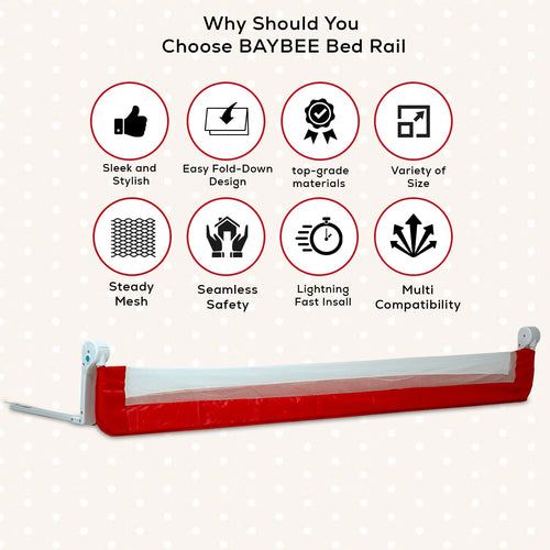 BAYBEE Bed Rail Guard Height Adjustable Barrier for Baby - 180 x 42 cm BAYBEE