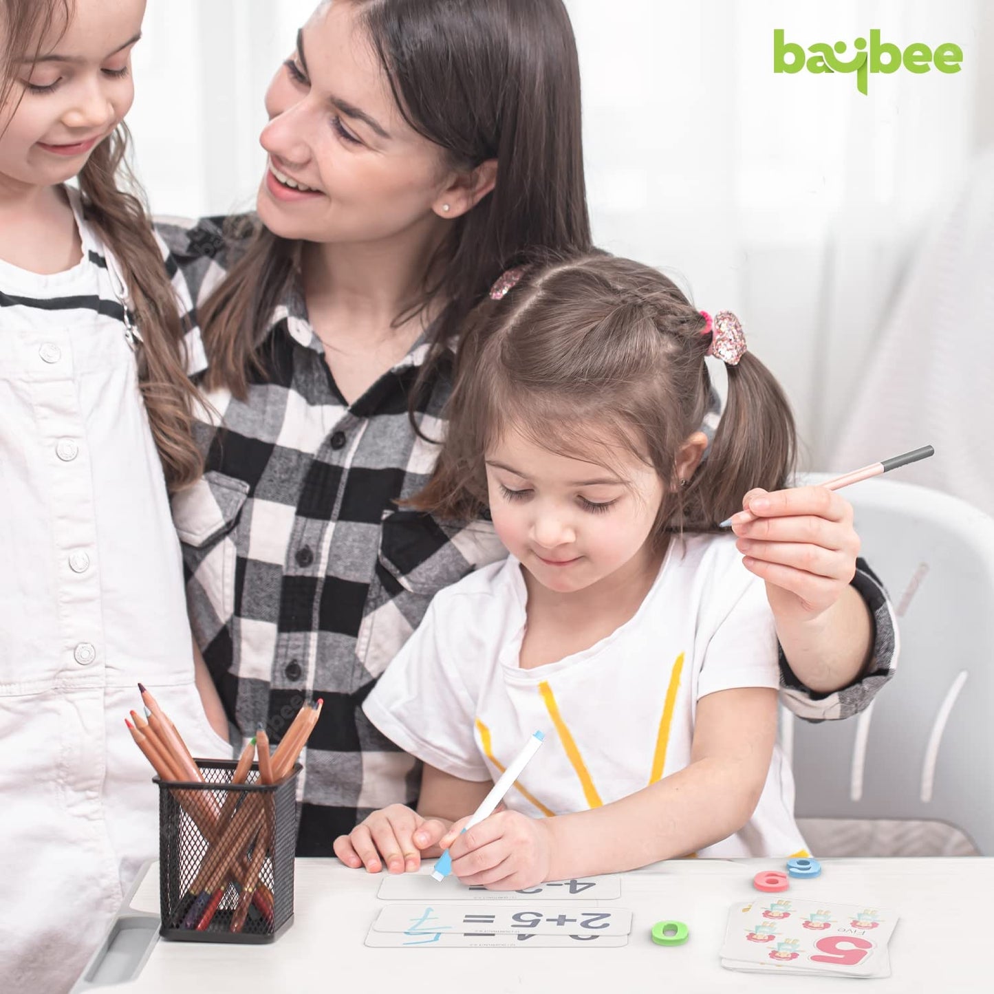 Baybee Wooden Learning Toys, Counting Sticks and Math Toys, Wipe and Clean Cards BAYBEE