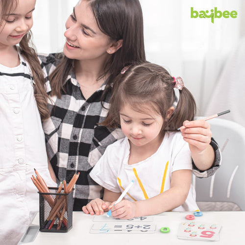 Baybee Wooden Learning Toys, Counting Sticks and Math Toys, Wipe and Clean Cards BAYBEE
