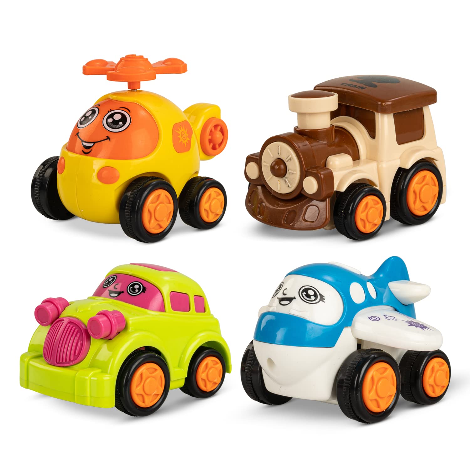 BAYBEE Unbreakable Cartoon Toys Friction Powered Push and Go Toys for Kids with Train