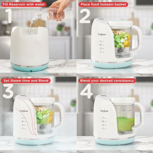 BAYBEE 4-in-1 Multifunctional Electric Baby Food Processor for Baby Food Maker with Steamer, Chopper & Grinder | Portable Baby Food Blender and Steamer | Food Mixer Smart Heat Baby Blender BAYBEE
