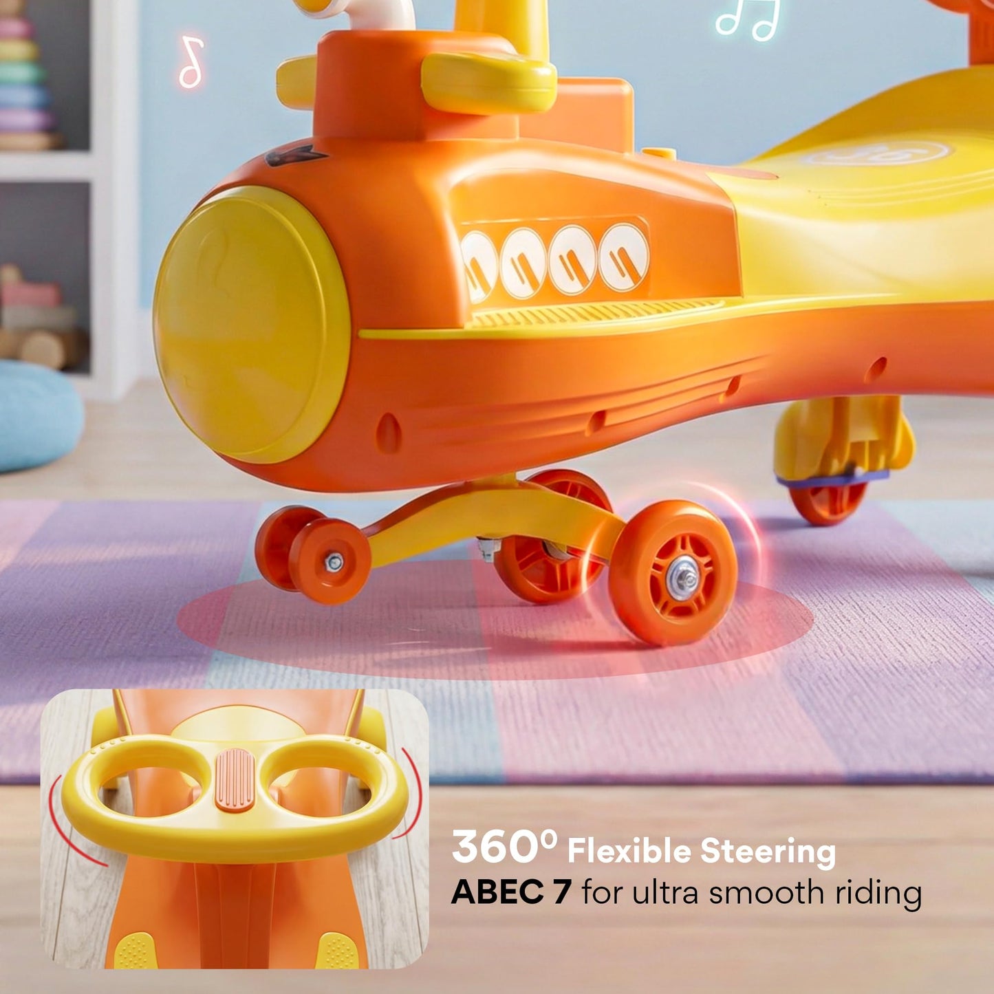 Baybee Diver Baby Swing Cars for Kids Twister Ride on Kids Car with RGB Lights - Baybee India