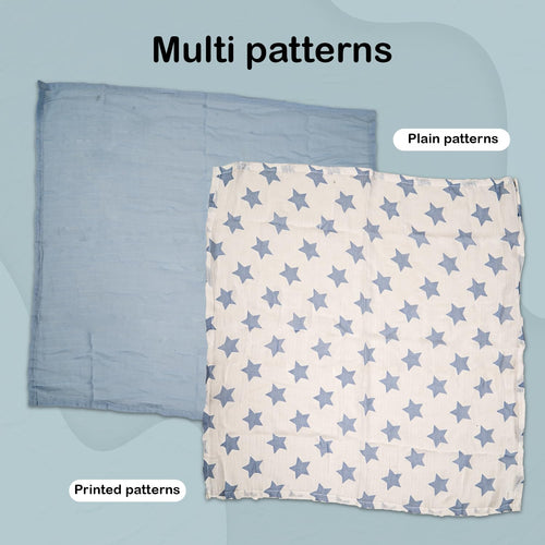 New Born Baby Cotton Muslin Swaddle Wrapper Blanket - Magical Space   (Pack of 5) BAYBEE
