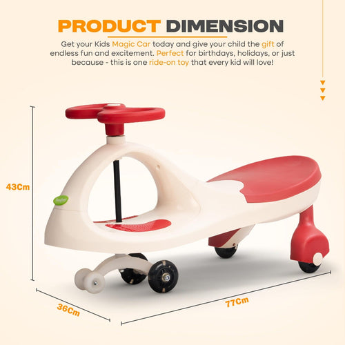 Baybee Glide Kids Magic Swing Car with 360° Steering, Music & PU LED Wheels | Magic Cars for Kids 3 to 8 Years Boys Girls BAYBEE