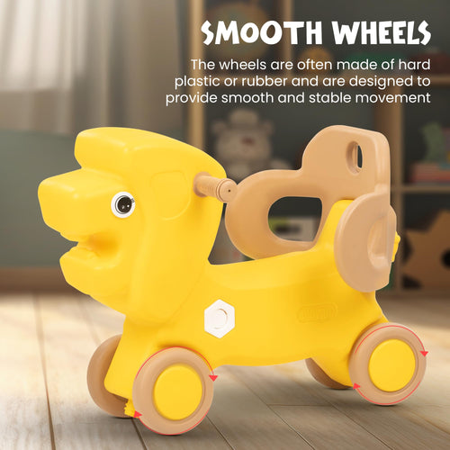 Baybee 2 in 1 Baby Horse Push Ride on Car with Rocker for Kids with Handle & Safety Guardrail (Lion) BAYBEE