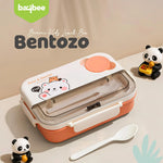 Baybee Panda Tiffin Box Stainless Steel Lunch Box with 3 Compartments with Spoon & Fork (900ml) BAYBEE