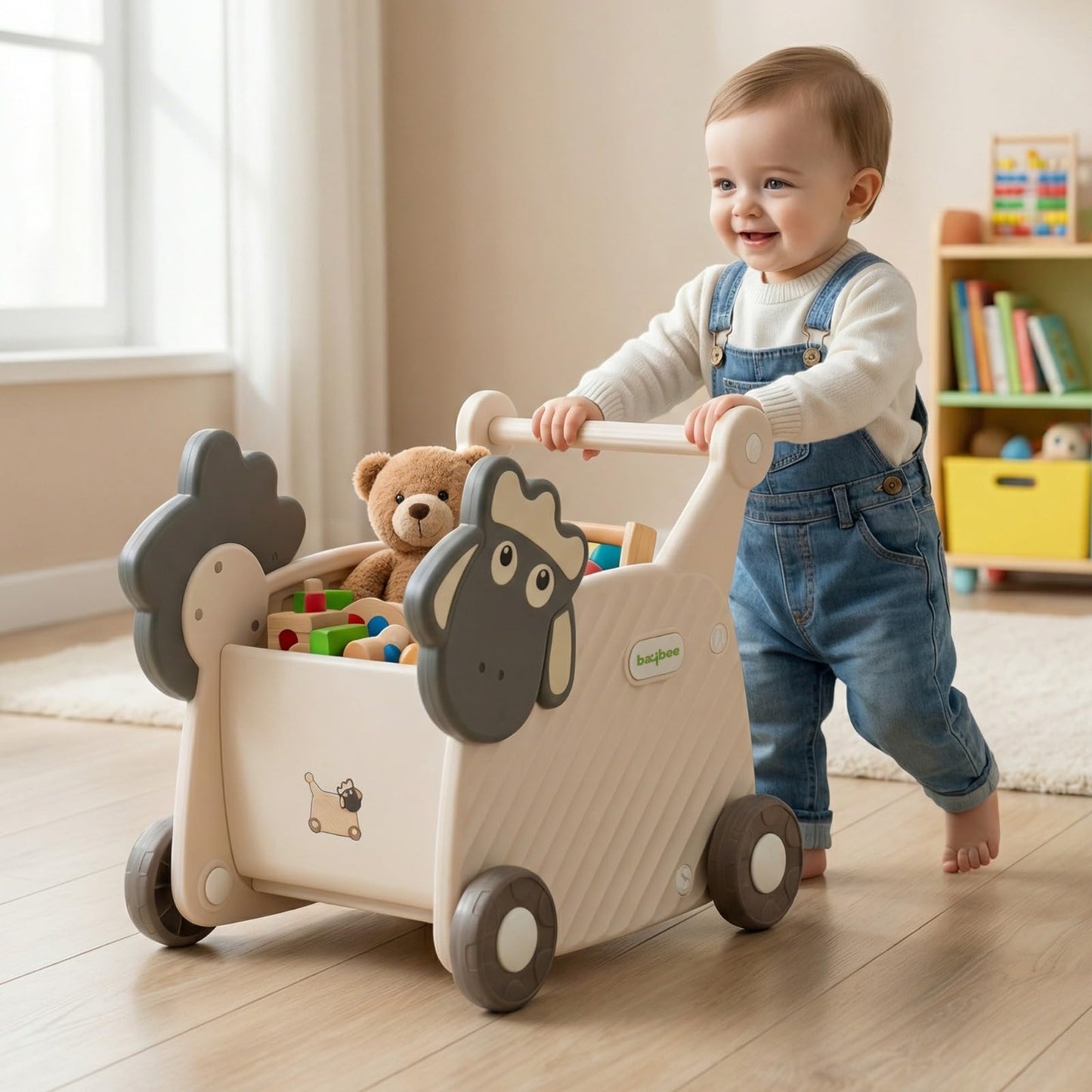 Baybee 2-in-1 Baby Shopping Cart Ergonomic Push Walker to Support Healthy Walking Baybee India