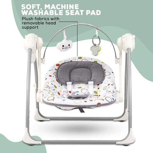 Baybee Elora Automatic Electric Baby Swing Cradle with 3 Point Safety Belt & Removable Baby Toys BAYBEE