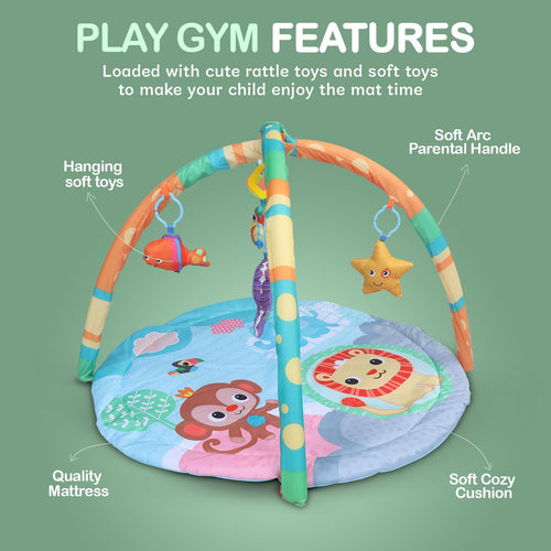 Joyful Juniors 2 in 1 Cotton Playgym with Rattle for Babies - Round Shape Baybee India