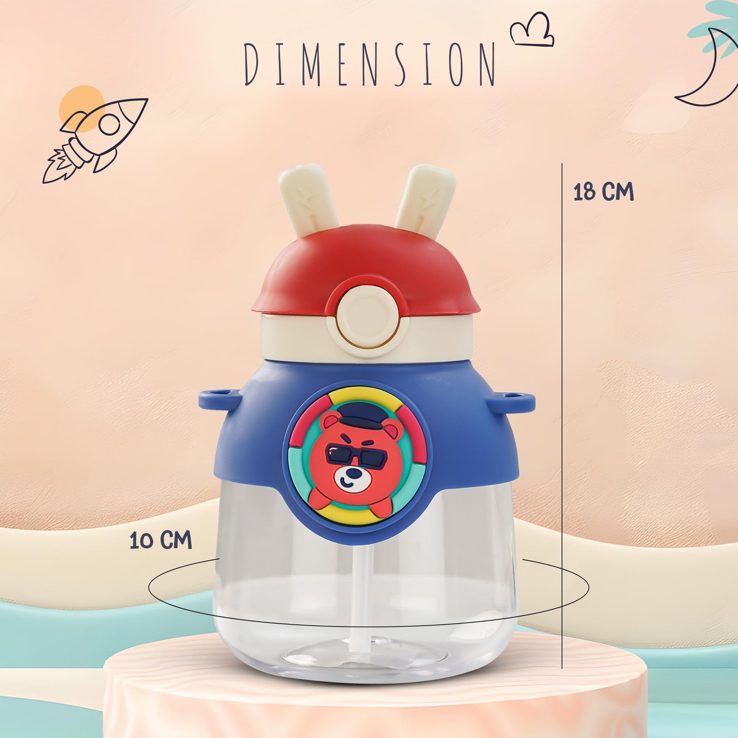 Baybee Bubbly Baby Sipper Water Bottle with Soft Silicone Straw and Adjustable Strap BAYBEE