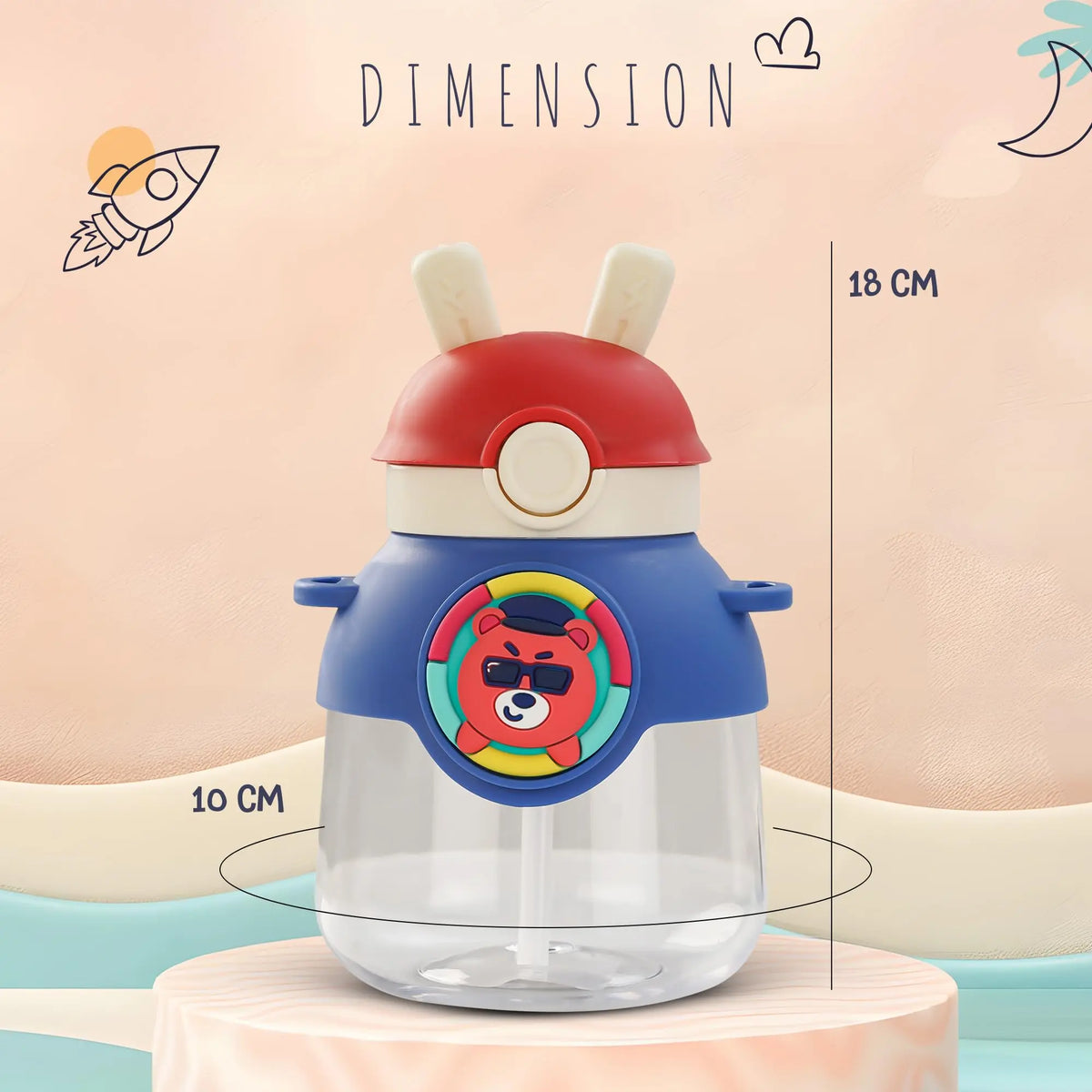 Baybee Bubbly Baby Sipper Water Bottle with Soft Silicone Straw and Adjustable Strap (670ml) BAYBEE