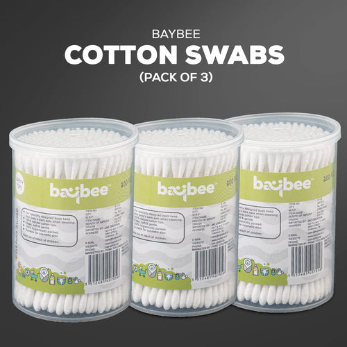 Baybee 600 Pcs Baby Cotton Swab Ear Buds Cleaner, Safe & Hygienic for Babies - Pack of 3 BAYBEE