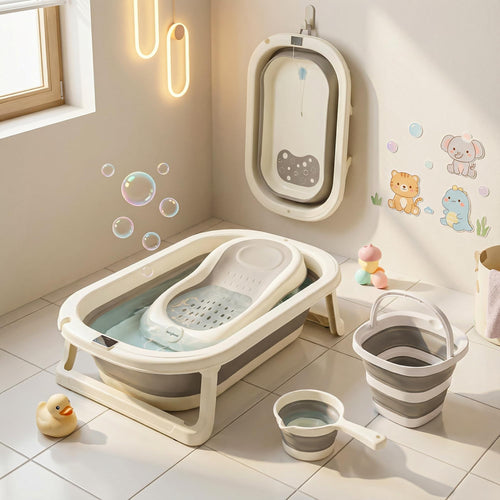 Baybee Aquabee Baby Bath Tub Set for Kids Portable Bathing Tub with Temperature Sensing - Baybee India