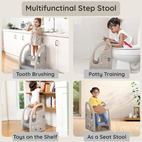 Baybee Toddler Step Stool for Kids | 2-Step Stepping Ladder with Handles | Anti-Slip Kids Step Stool for Kitchen & Bathroom | Potty Training Toilet Stool BAYBEE