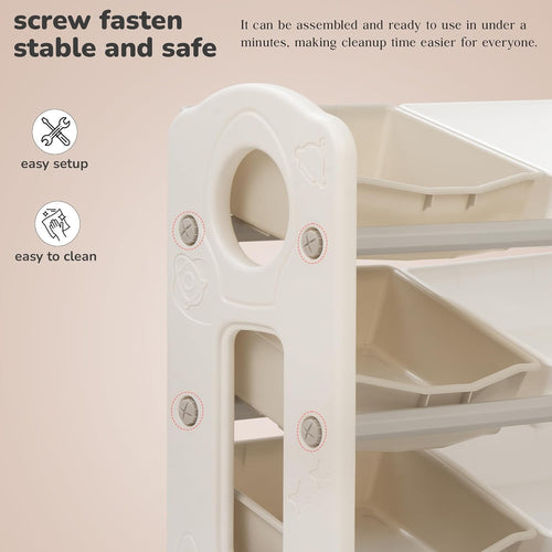 BAYBEE Toy Storage Organizer for Kids Room, Multi-Purpose Toy Storage Box with 6 Bins, Baby Storage Rack, Kids Bookshelf, Perfect for Home Play Schools & Kindergarten, Book Storage Rack for Toddlers BAYBEE