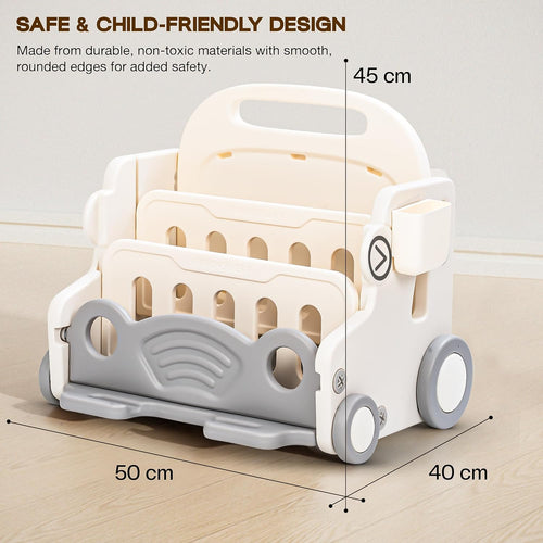 Baybee 3 in 1 Baby Push Walker for Kids, Bookshelf for Kids Room, 3-Tier Toy Book Storage Rack, Toy Organizer, Creative Drawing Board with Pen Holder BAYBEE