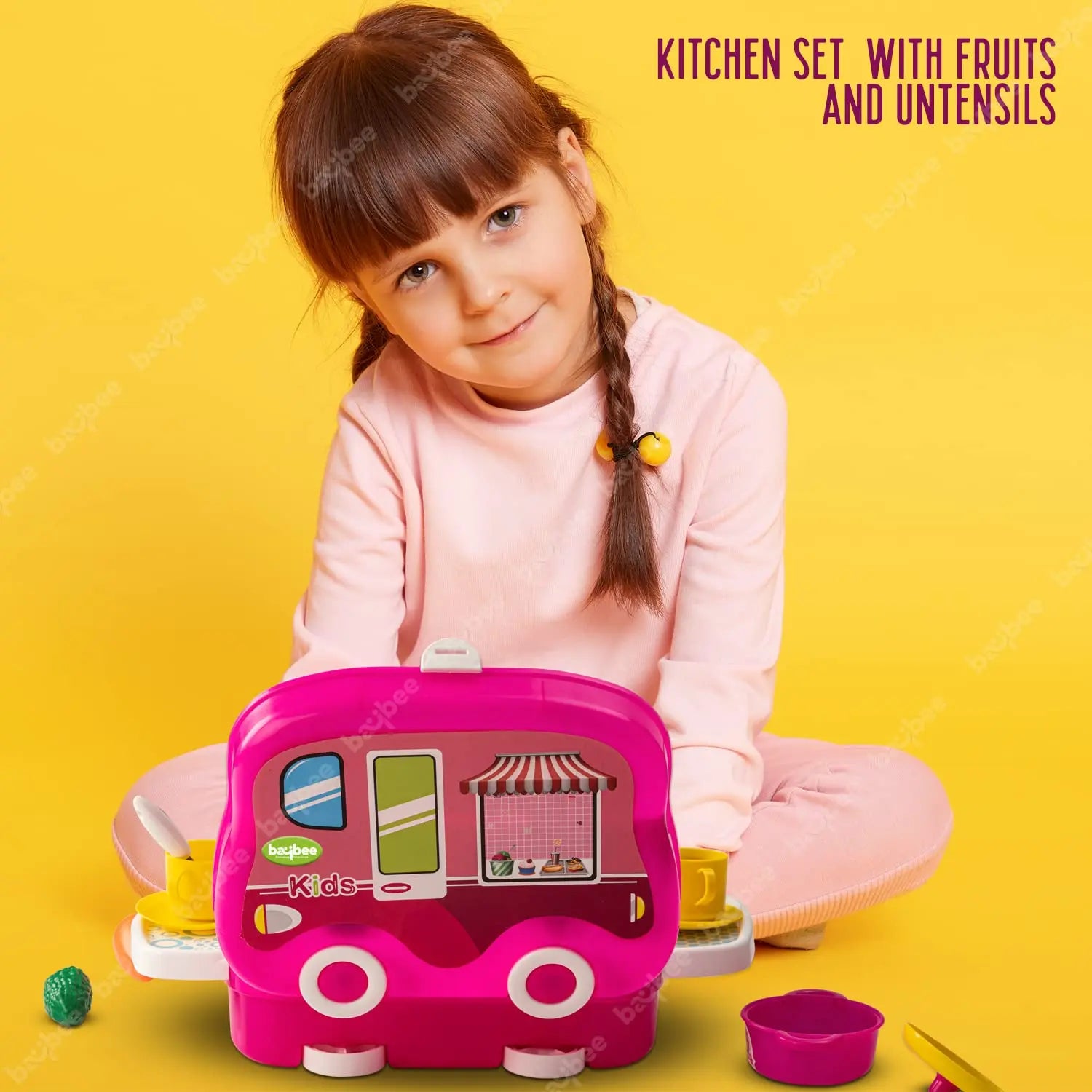 Baybee 2 in 1 Kitchen Set for Kids Girl, Role Play Kitchen Set for Kids Toys. BAYBEE