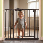 Baybee Auto Close Baby Safety Gate, Durable Staircase Kids Safety Baby Fence Dog Gate Barrier with Easy Walk Child Gate (Black+10Cm) BAYBEE