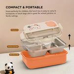 Baybee Panda Tiffin Box Stainless Steel Lunch Box with 3 Compartments with Spoon & Fork (900ml) BAYBEE