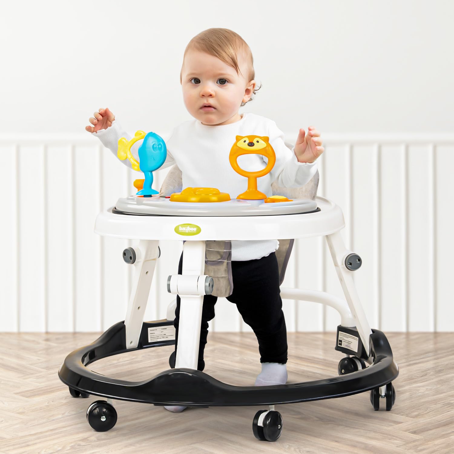 Baybee Elzo Baby Walker for Kids, Foldable Round Kids Walker with 2 Height & 4 Seat Adjustable