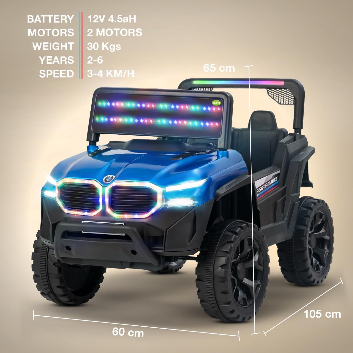 Baybee Alfton Pro Battery Operated Jeep for Kids, Ride on Toy Kids Car with RGB Lights &amp; Music,Rechargeable Electric Jeep Car for Kids to Drive 2 to 6 Years